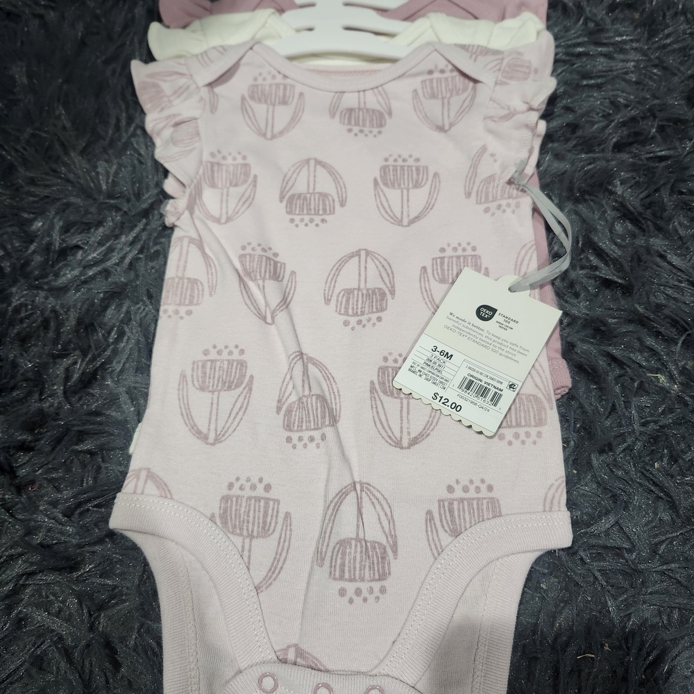 3 Pc Cloud Island Light Pink Floral Bodysuit